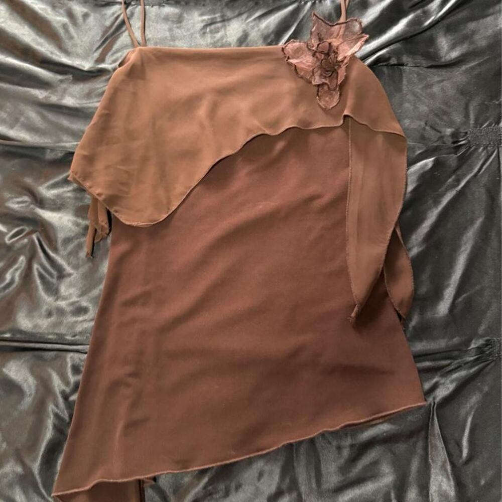 Hiatus y2k brown asymmetrical crop top